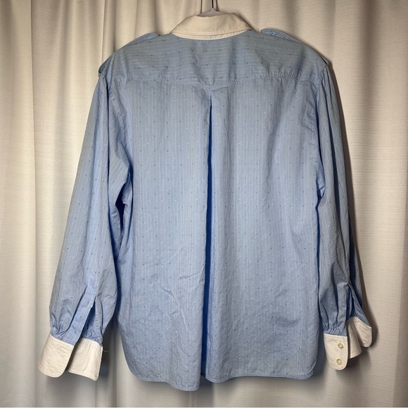 Escada Women's Top Popover Blouse 40 10 Tunic Striped Epaulets Nautical Preppy - Picture 9 of 12